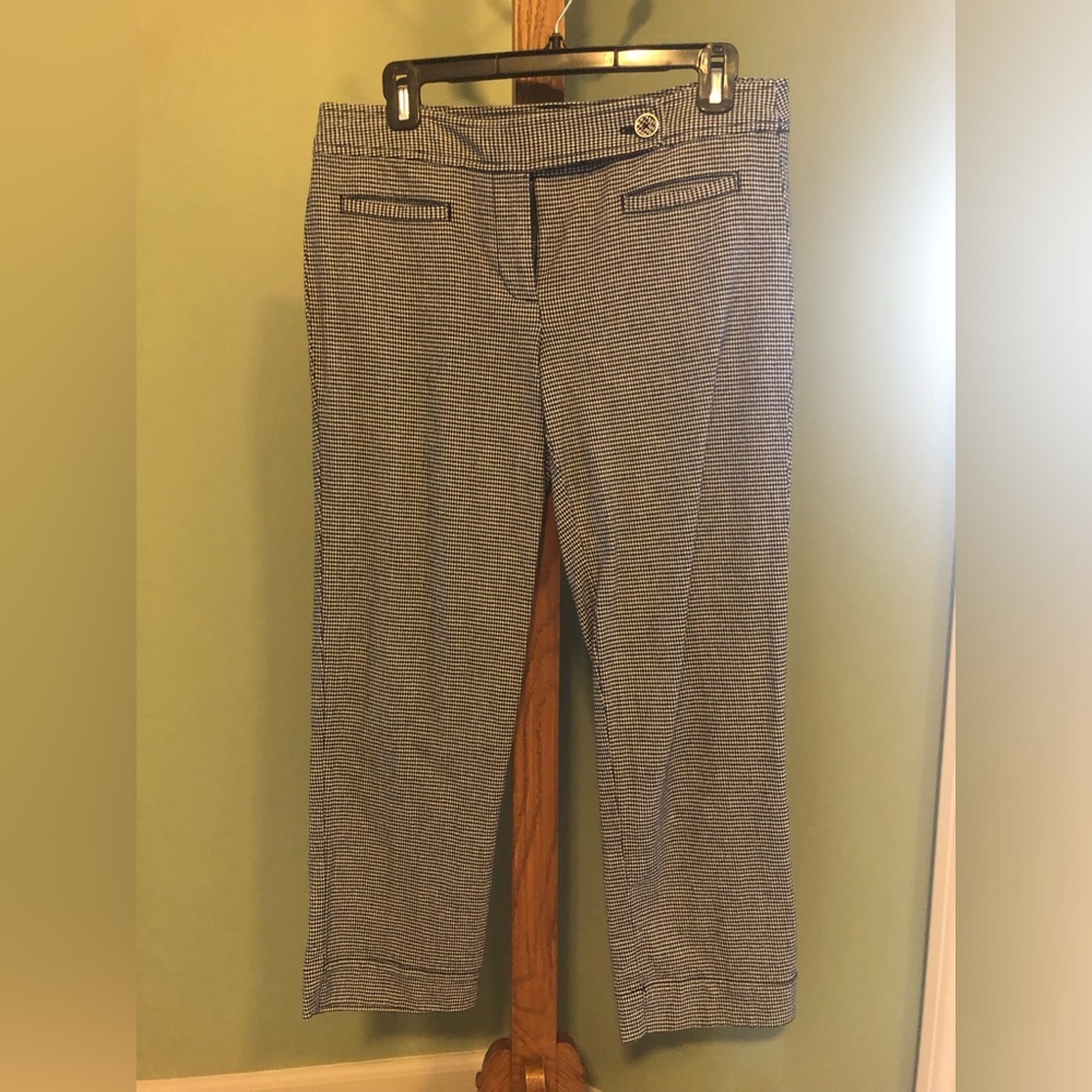 LOFT Black and White Houndstooth Pants
